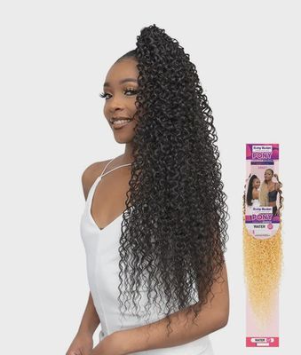Janet Collection Remy Illusion Ponytail - Water Wave 1B- 32&quot;