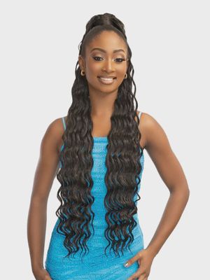 Janet Collection Remy Illusion Ponytail - Deep Wave 1B- 34&quot;