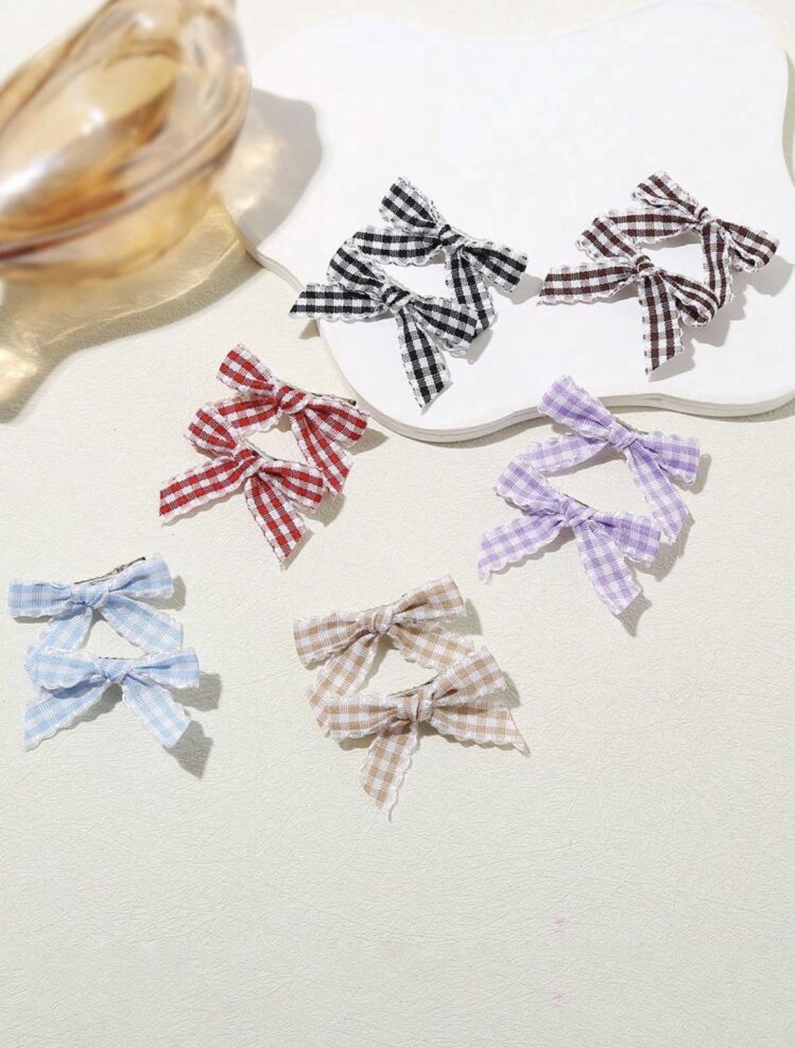 Mini Bow Hair Clip - Plaid