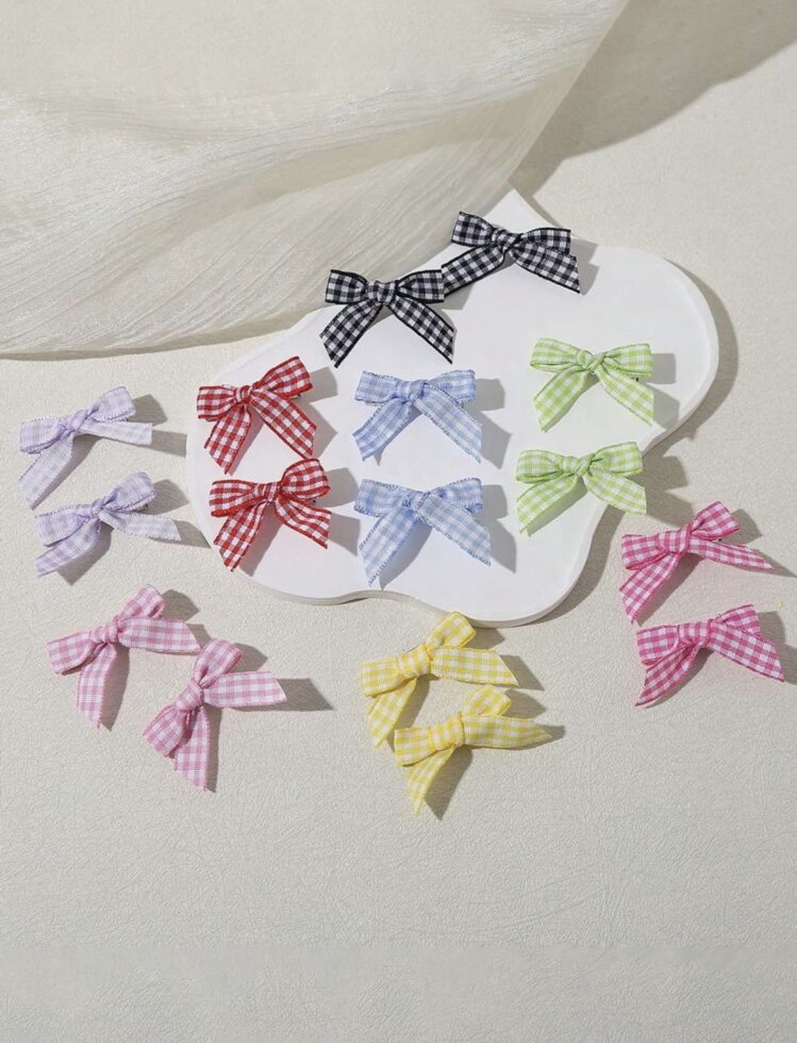 Mini Bow Hair Clip - Plaid (School)