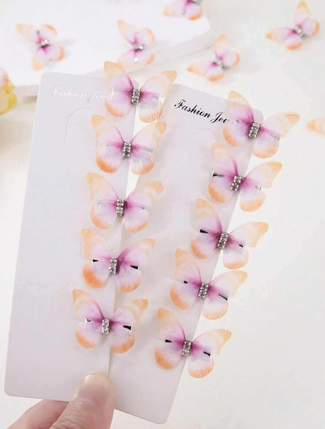 Ombre Tulle Butterfly Hair Clip - Pink/Orange