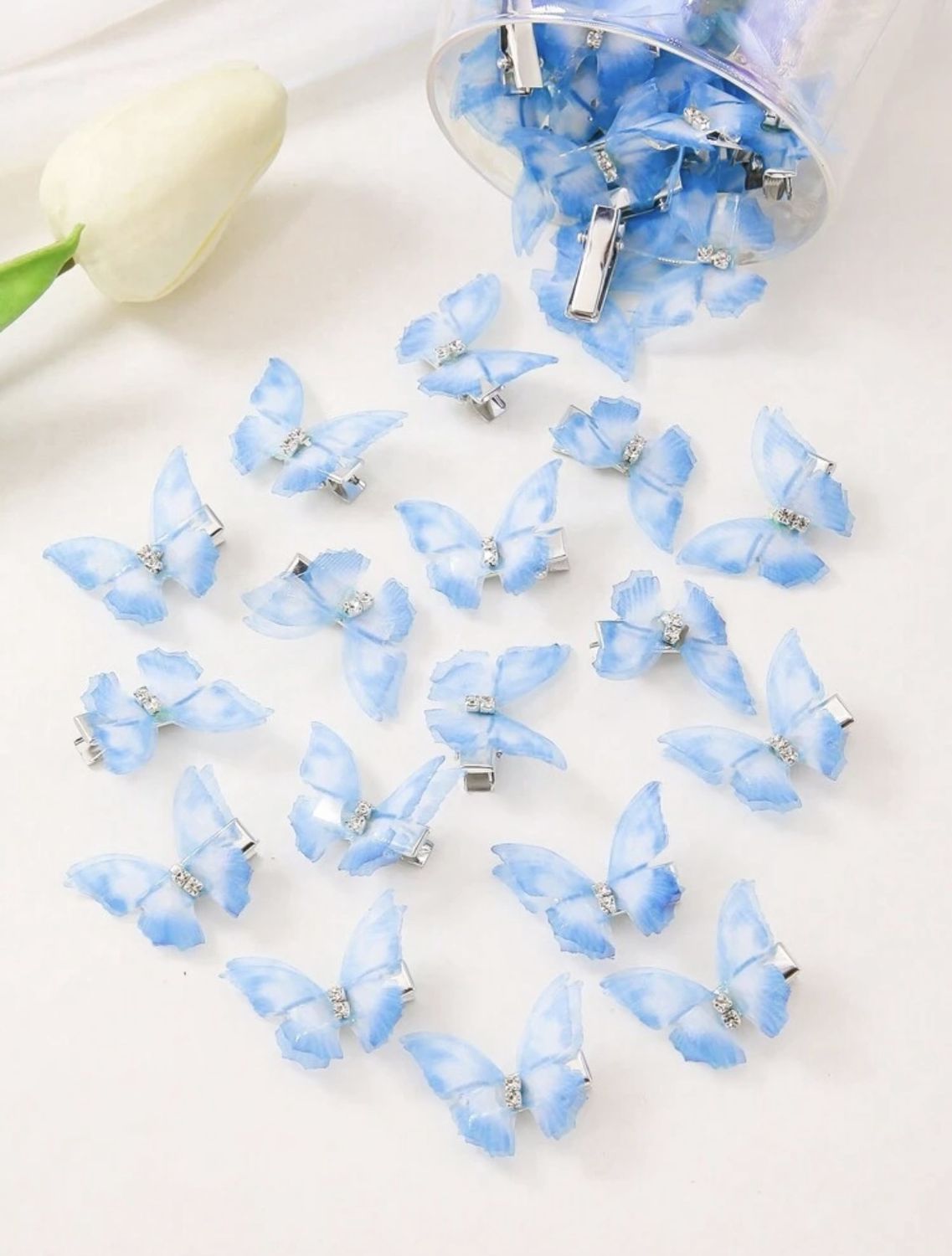 Ombre Tulle Butterfly Hair Clip - Blue