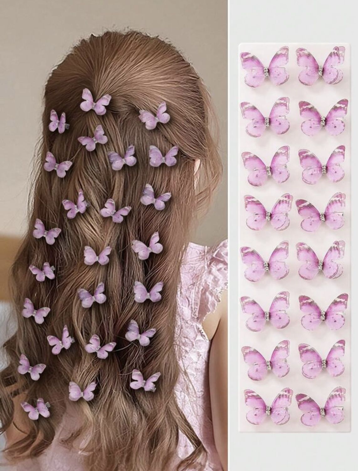 Ombre Tulle Butterfly Hair Clip - Purple