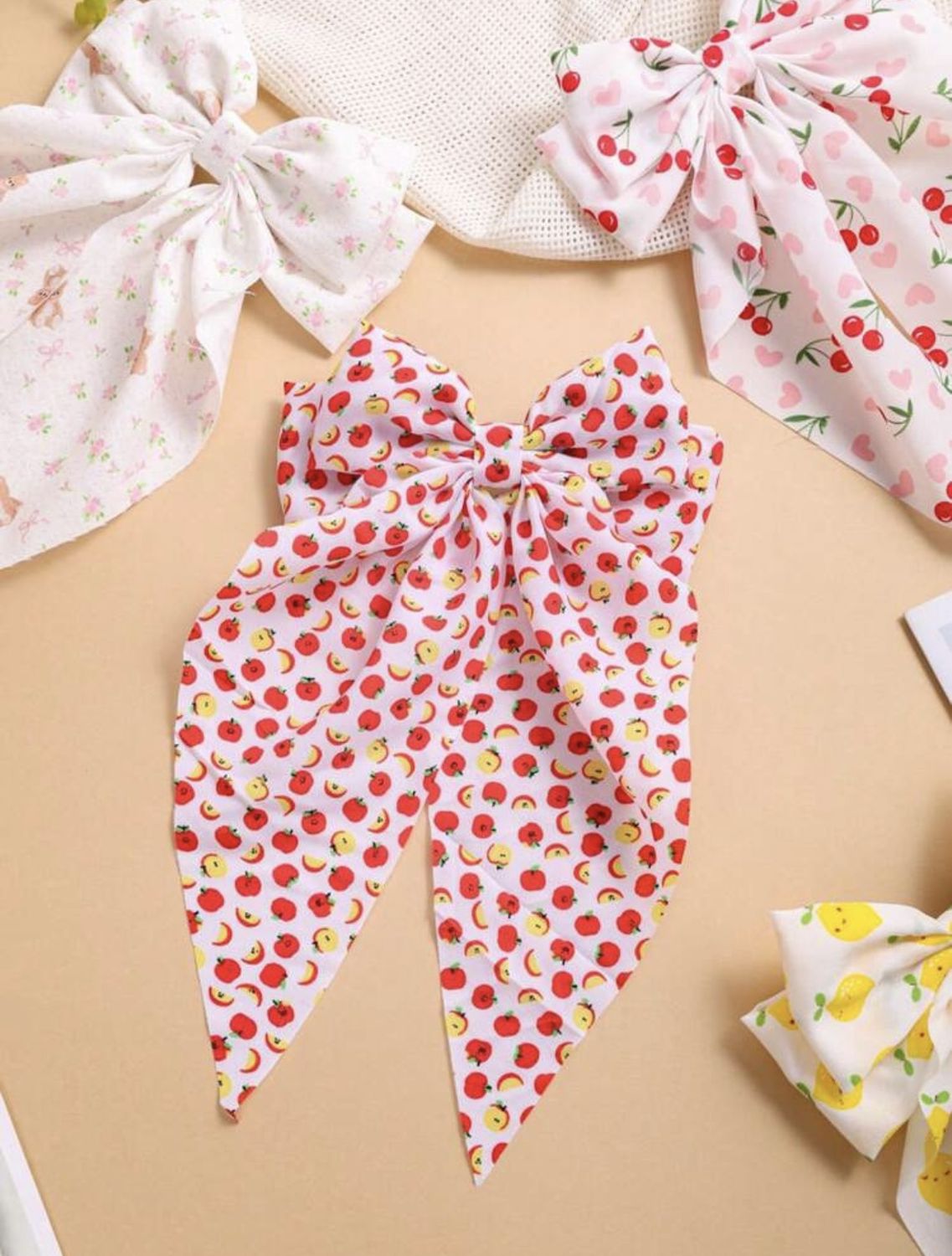 Cute Bow Hair Clip (Apples)