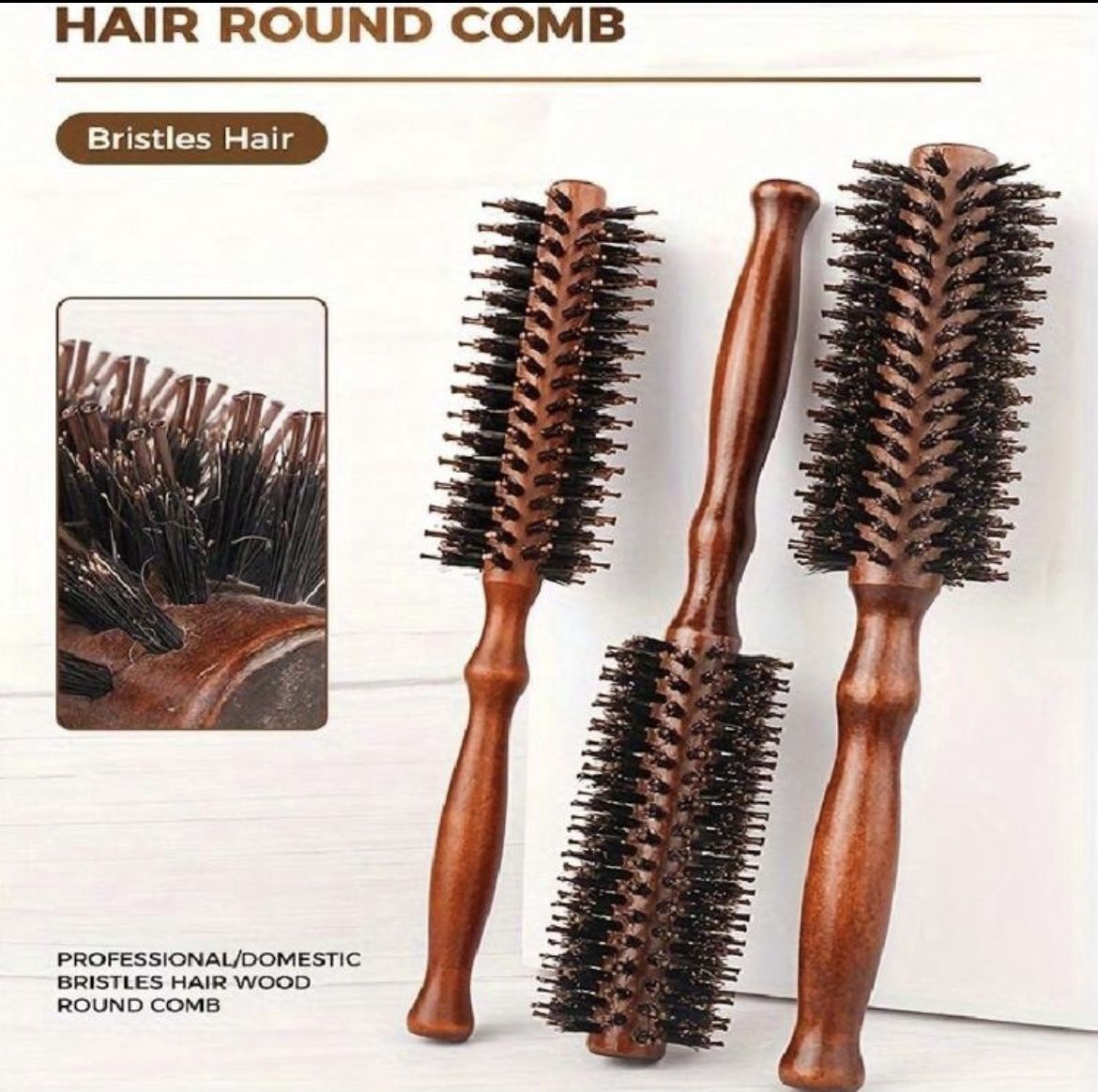 Roller Hair Brush - Wood