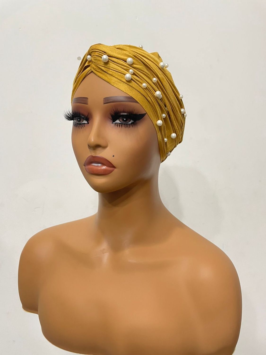 Turban Wrap w/Pearls - Gold