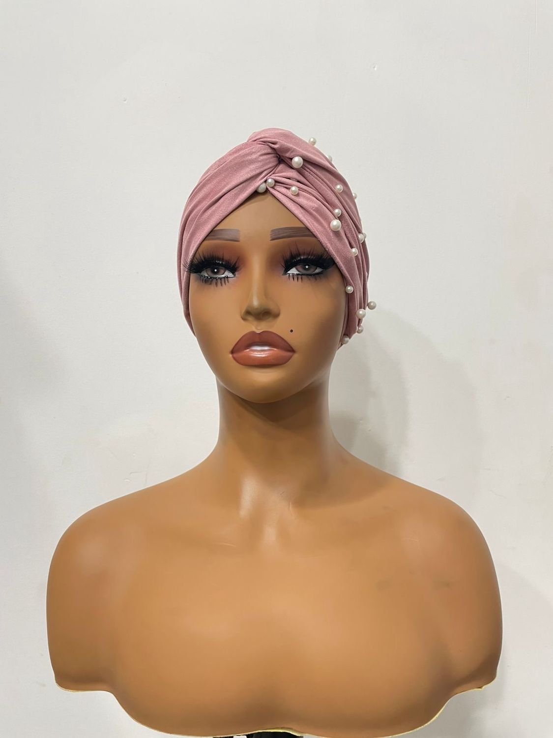 Turban Wrap w/Pearls - Pink