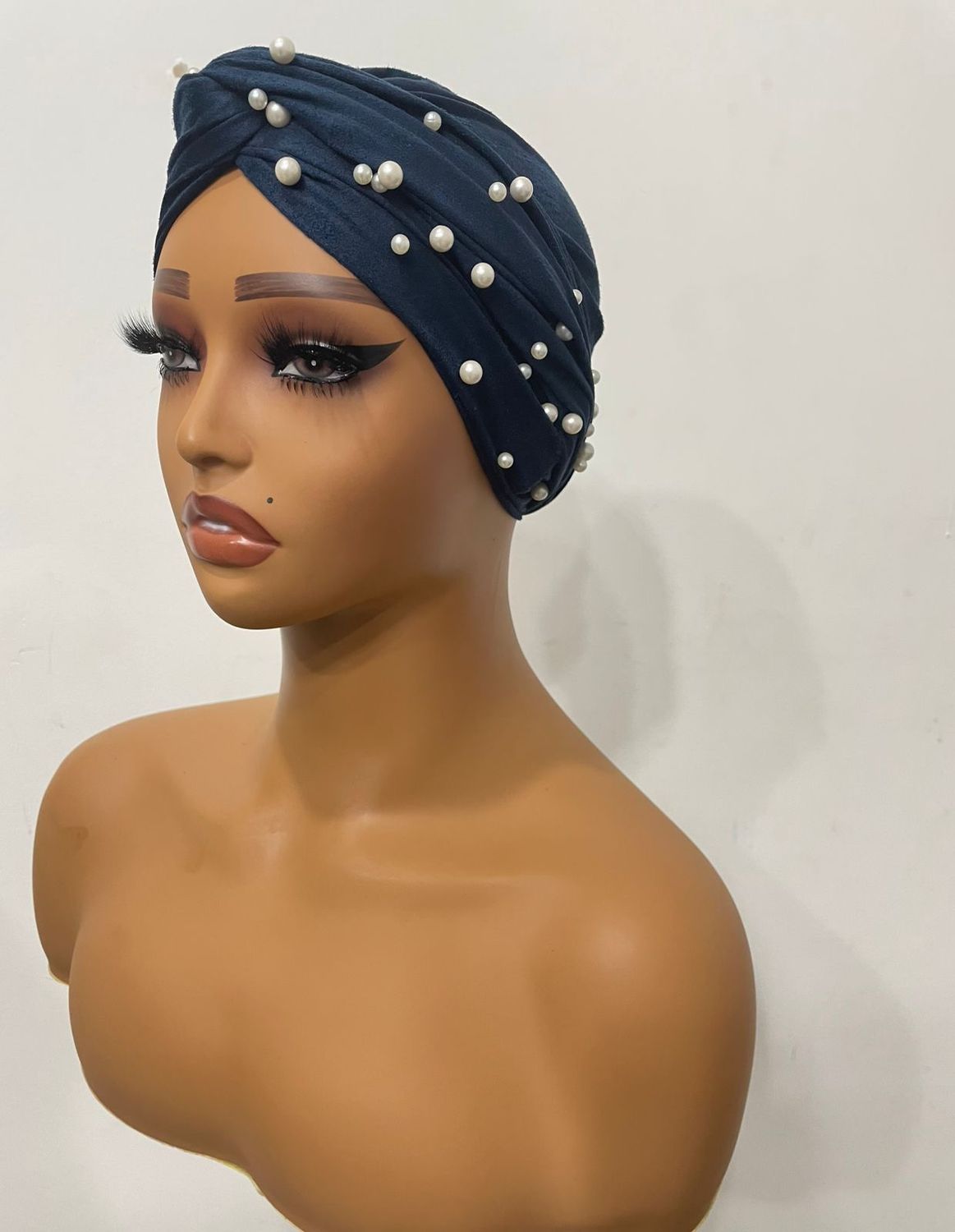 Turban Wrap w/Pearls - Royal Blue