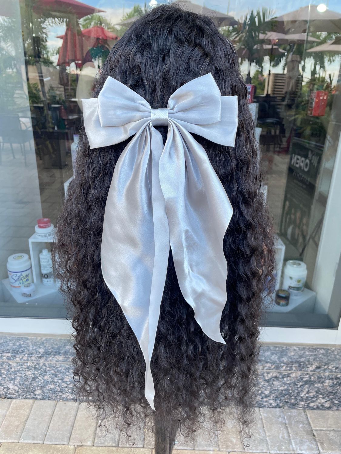 Satin Bow - Grey