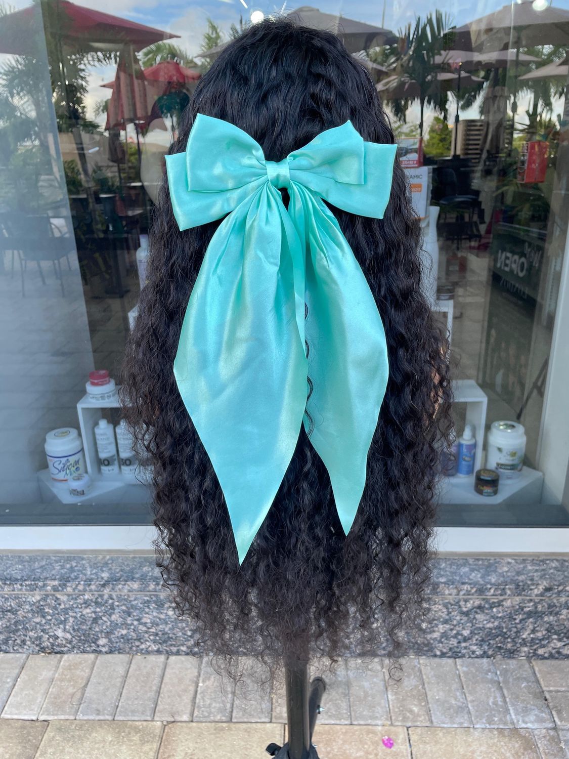 Satin Bow - Tiffany Blue
