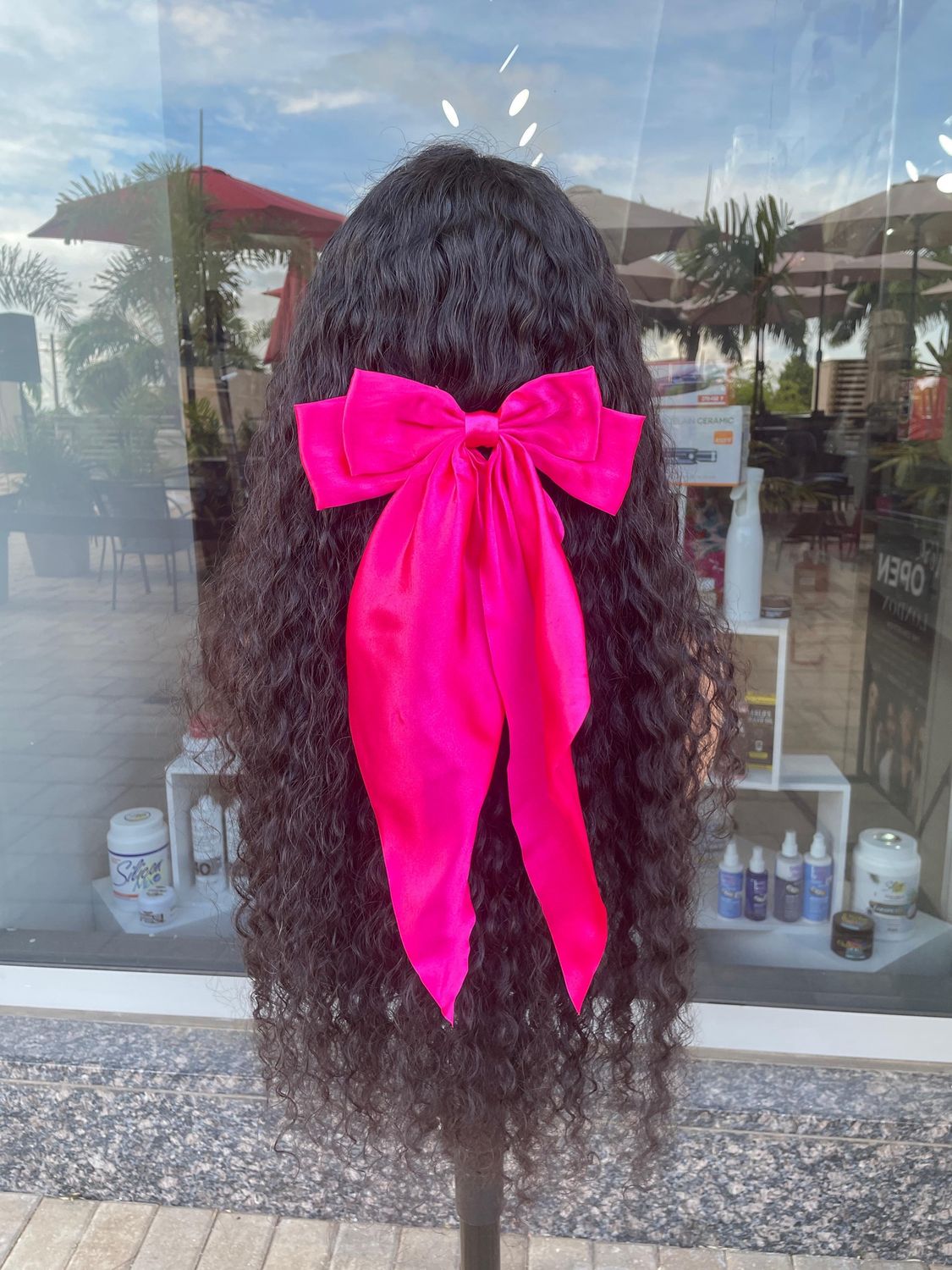 Satin Bow - Bright Pink