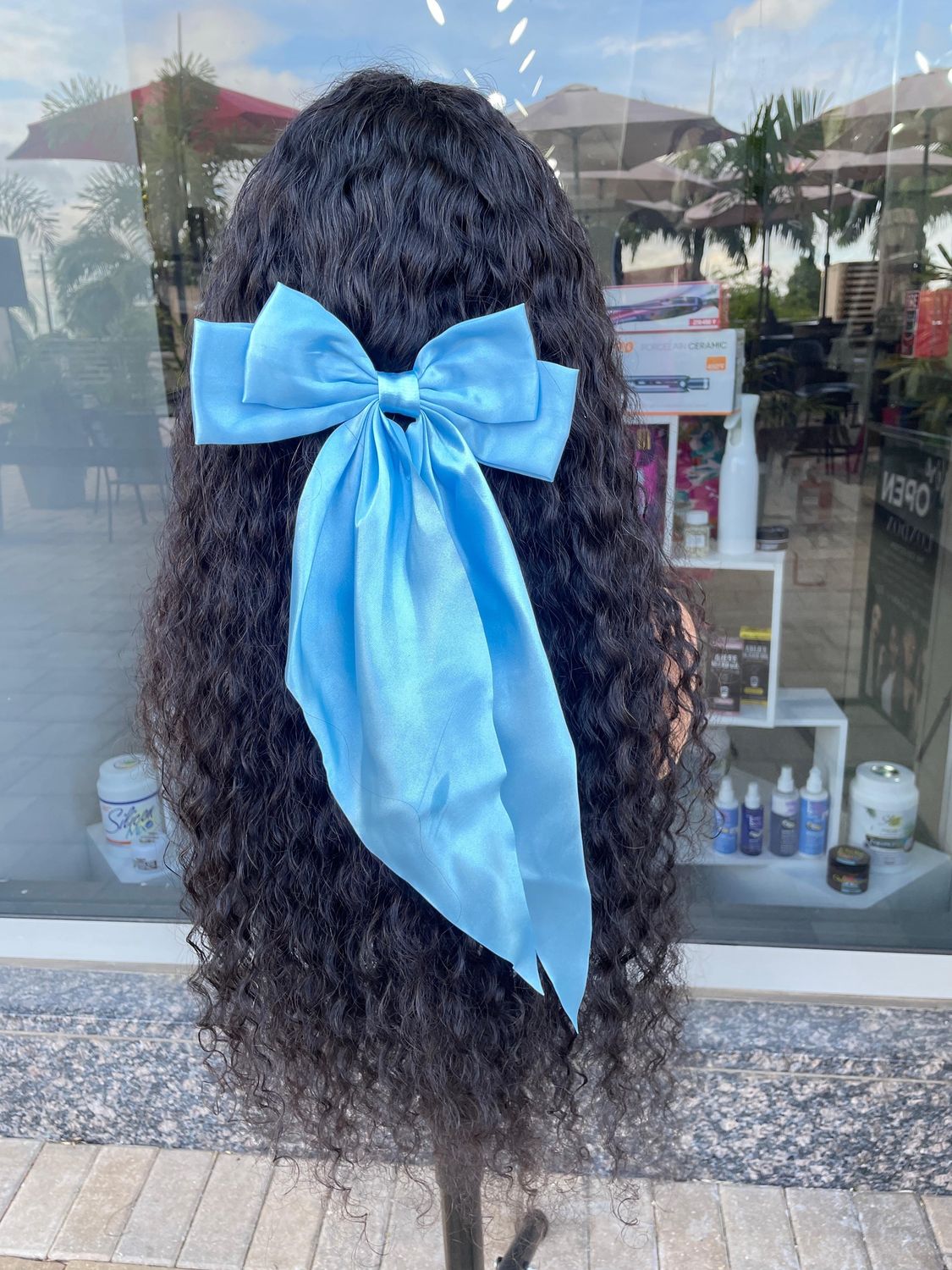 Satin Bow - Blue