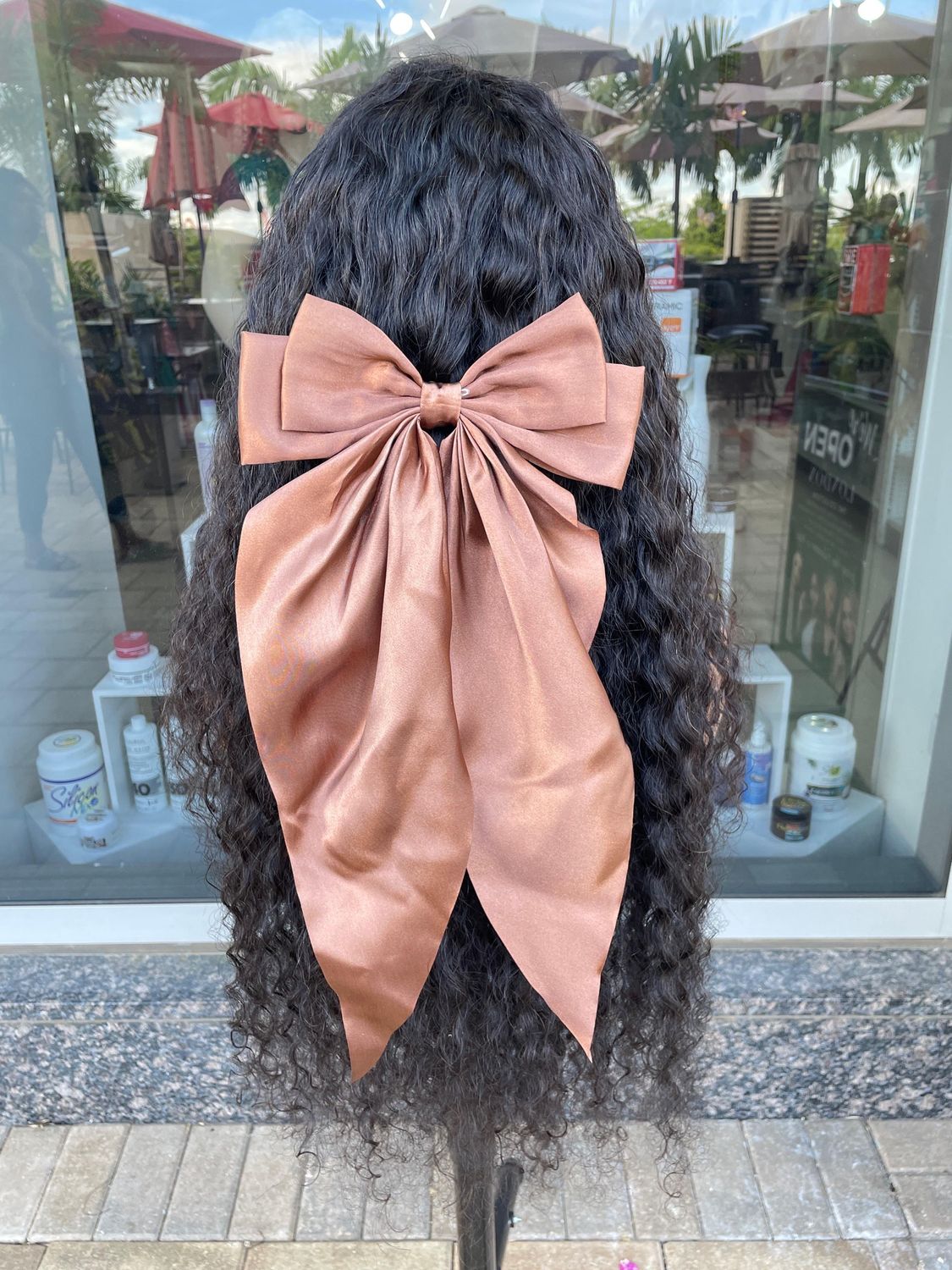 Satin Bow - Brown