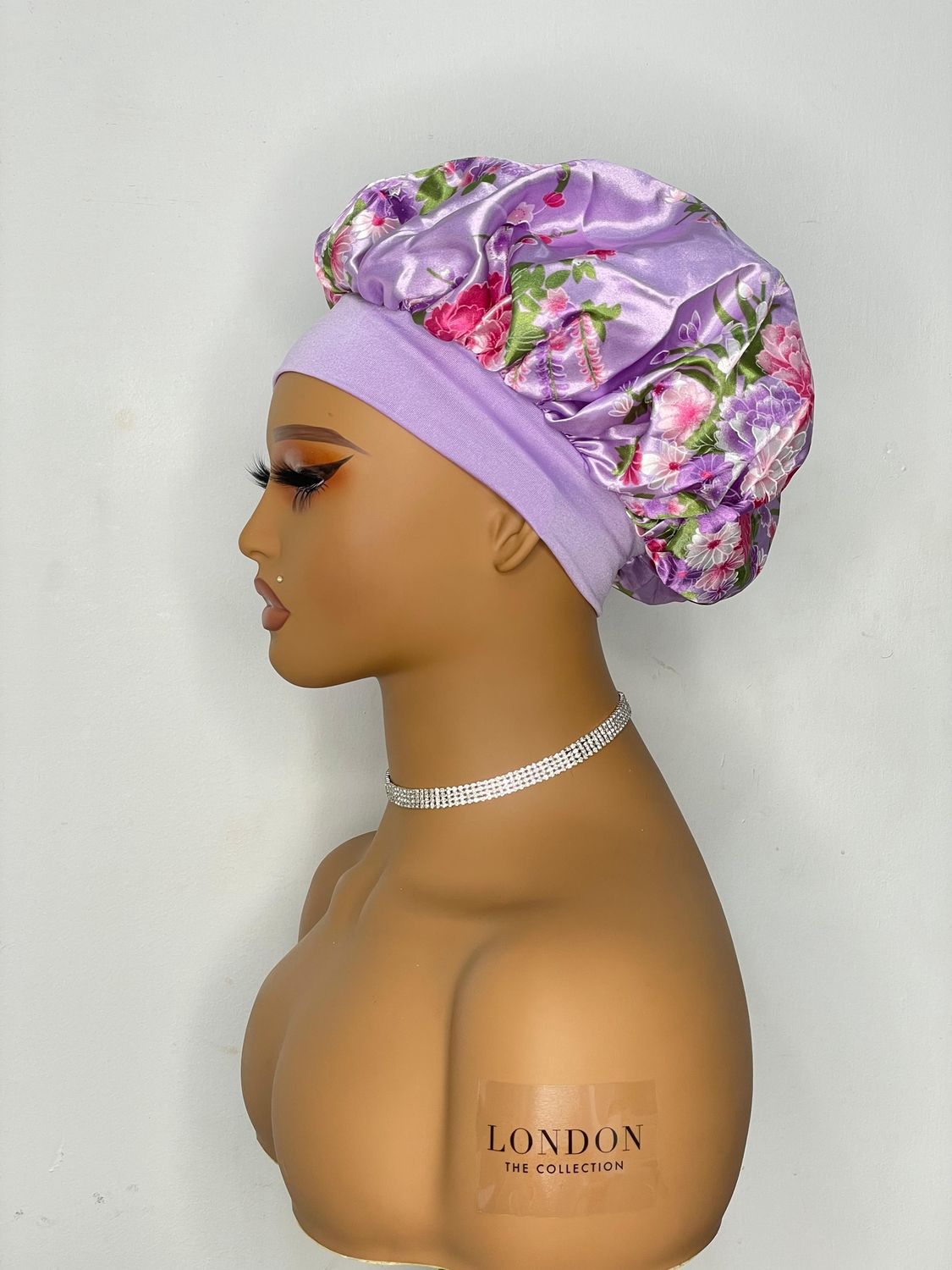 Satin Bonnet - Lavender Floral