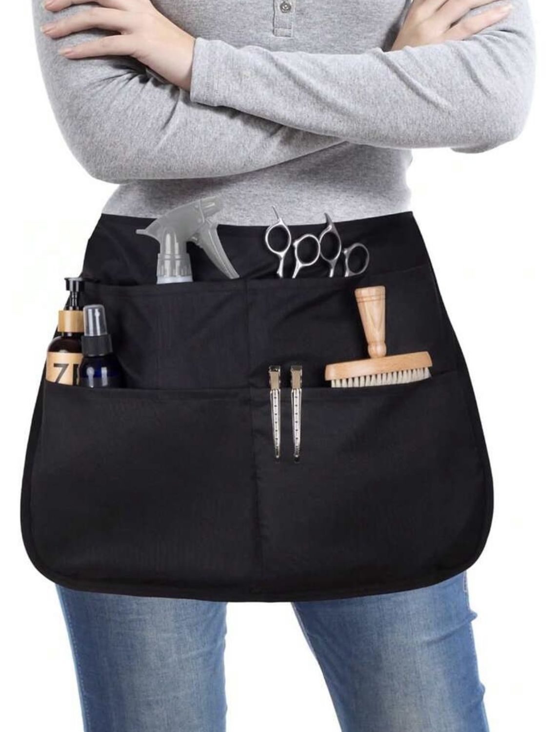 Hair Stylist Storage Waist Apron - Black