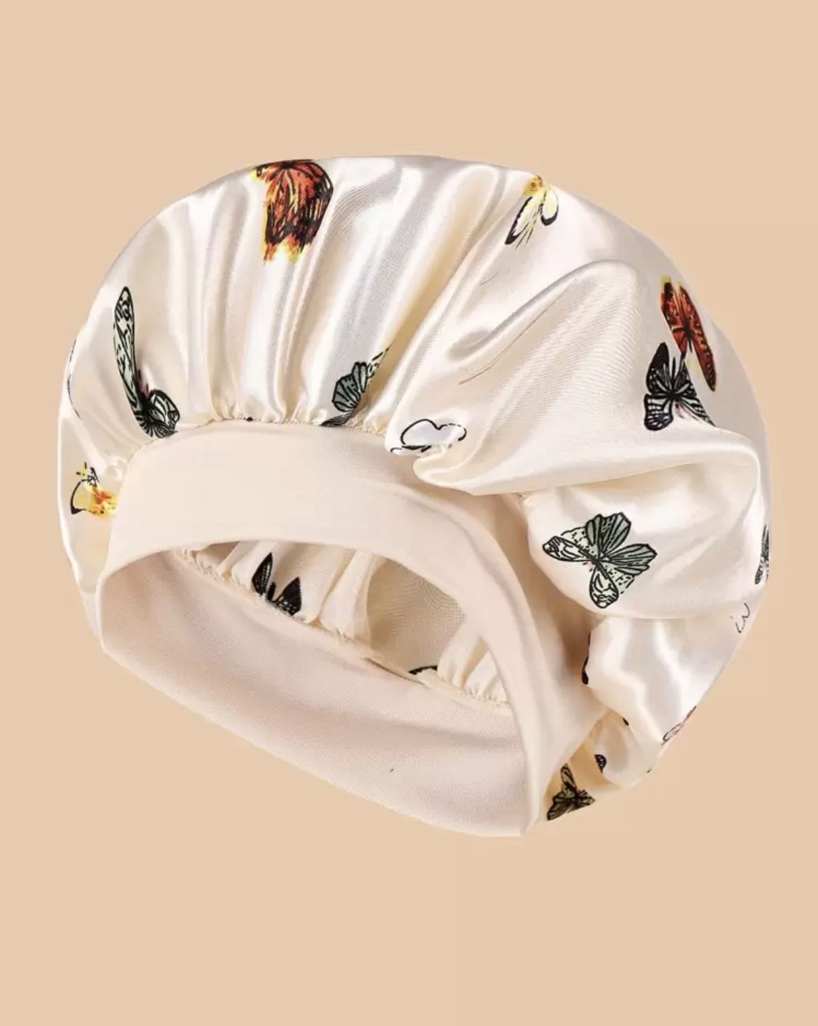 Satin Bonnet - Butterfly - Beige