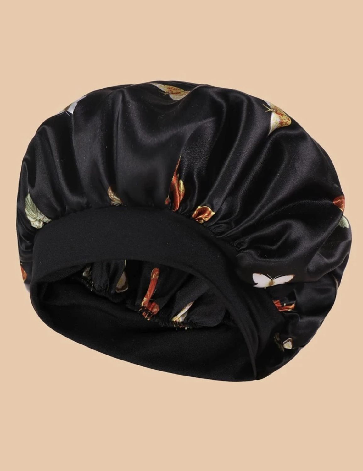 Satin Bonnet - Butterfly - Black