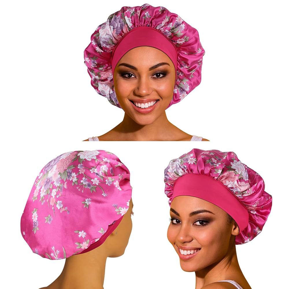 Satin Bonnet - Rose Pink Floral