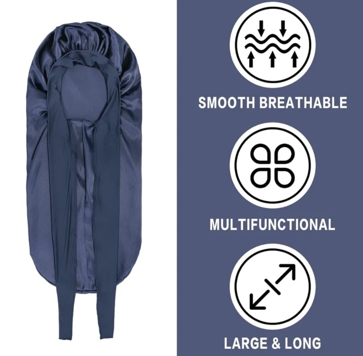 Satin Bonnet (Long) - Dark Blue