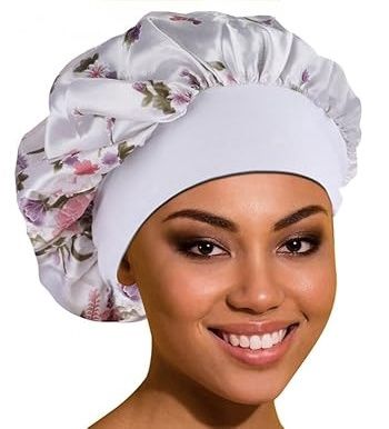 Satin Bonnet - White/Pink Floral