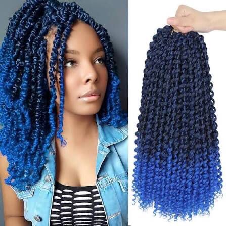 Passion Twist - Wet &amp; Wavy Crochet  - 14&quot; #1B/Blue