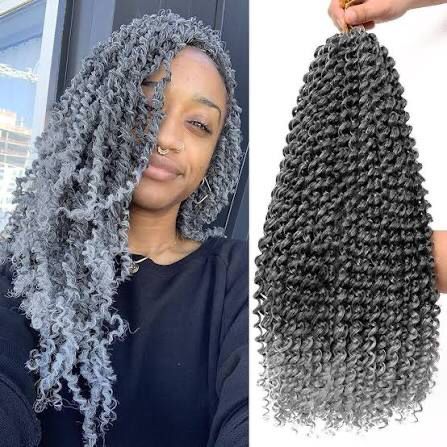 Passion Twist - Wet &amp; Wavy Crochet  - 14&quot; #1B/Dark Grey