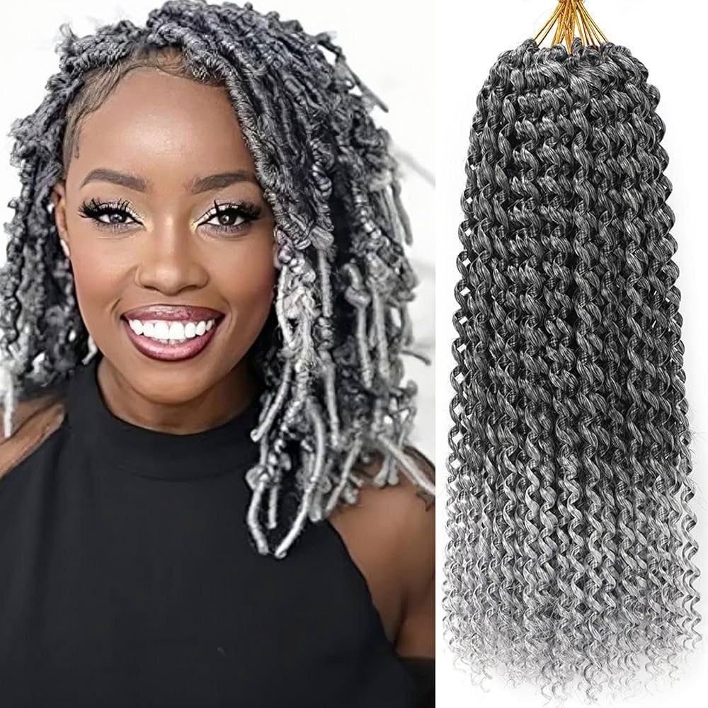Passion Twist - Wet &amp; Wavy Crochet  - 14&quot; #1B/Grey