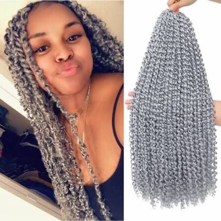Passion Twist - Wet &amp; Wavy Crochet  - 14&quot; #Grey