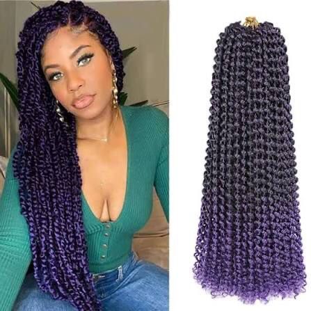 Passion Twist - Wet &amp; Wavy Crochet - 14&quot; #1B/Purple