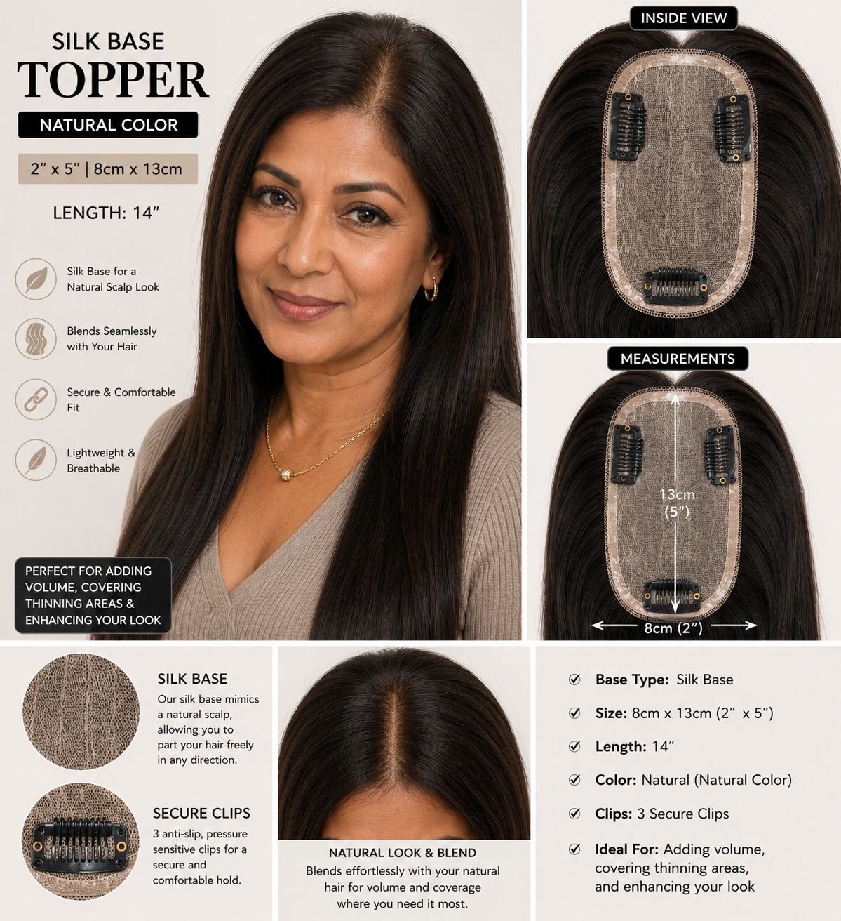 Topper - 8x13 1B - 35cm (14") - Silk Base