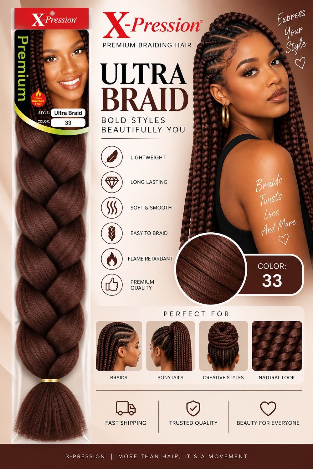 X-Pression Premium Ultra Braid - #33