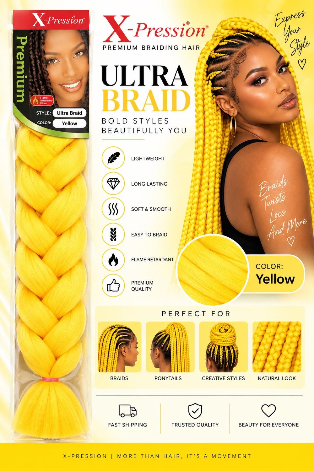 X-Pression Premium Ultra Braid - #Yellow