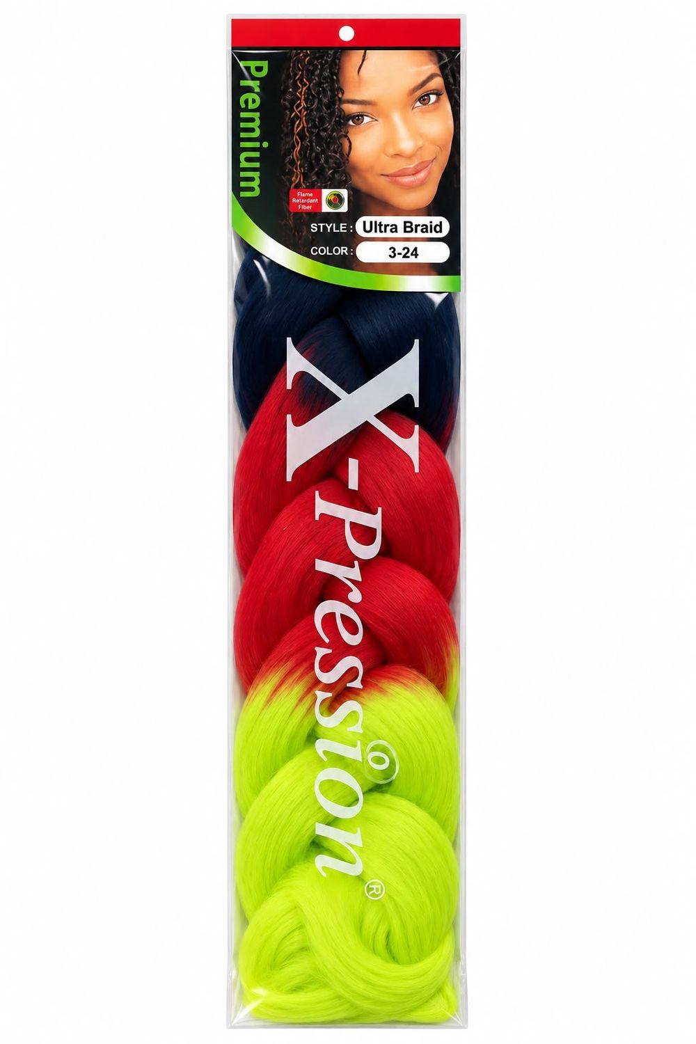 X-Pression Premium Ultra Braid - #Pink/Green/Purple