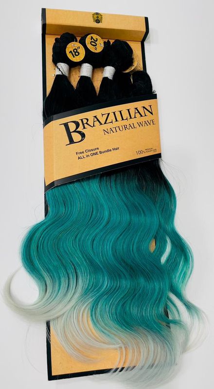 Brazilian Natural Wave Pk (18/20/22) - #1B/2 Tone Green