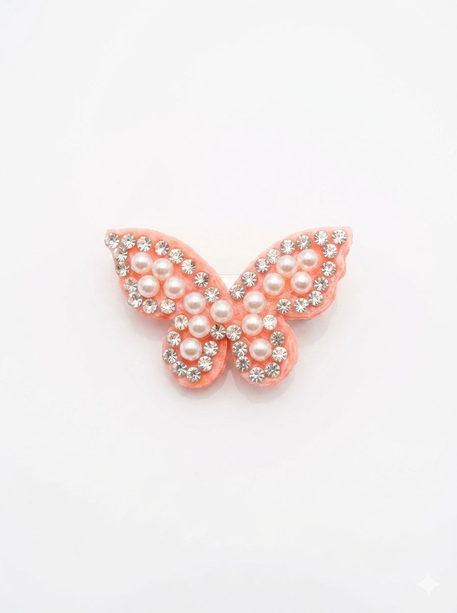 Pearl Butterfly Hair Clip, Color: Pink-1