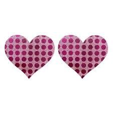 Nipple Pasties - Heart Glitter Dots Pink)