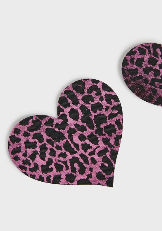 Nipple Pasties - Leopard Heart (Pink)