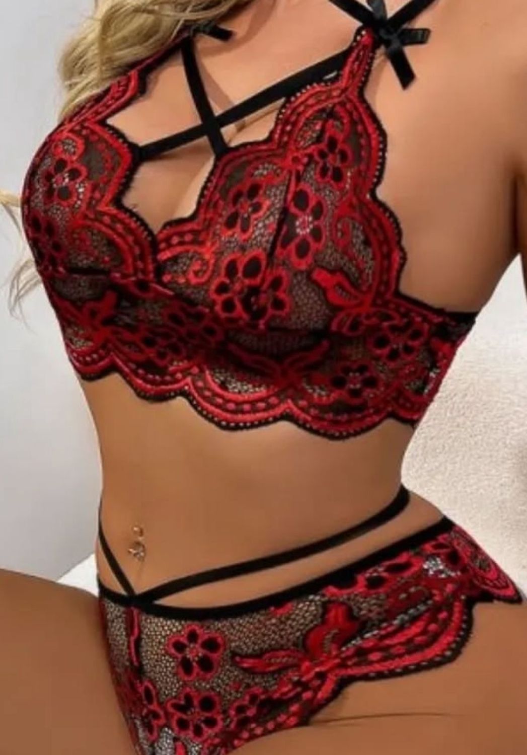 Bra Set - Red/Black