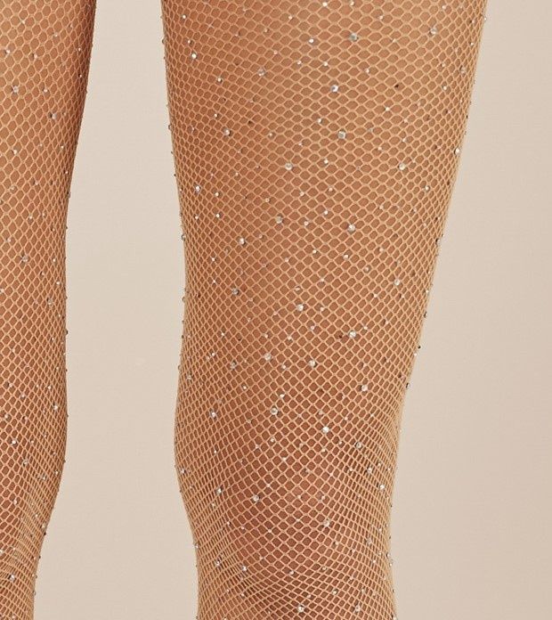 Sheer Perfect  - V Cut Rhinestone Fishnet - Perfect Tan