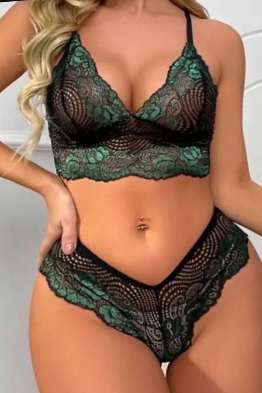 Bra Set - Green/Black