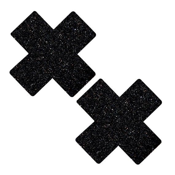 Nipple Pasties - Cross Glitter - Black
