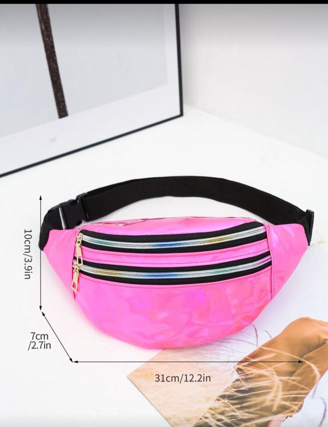 Holographic Fanny Pack - Pink Chrome