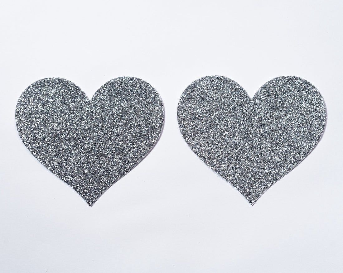 Nipple Pasties - Heart (Grey Glitter)