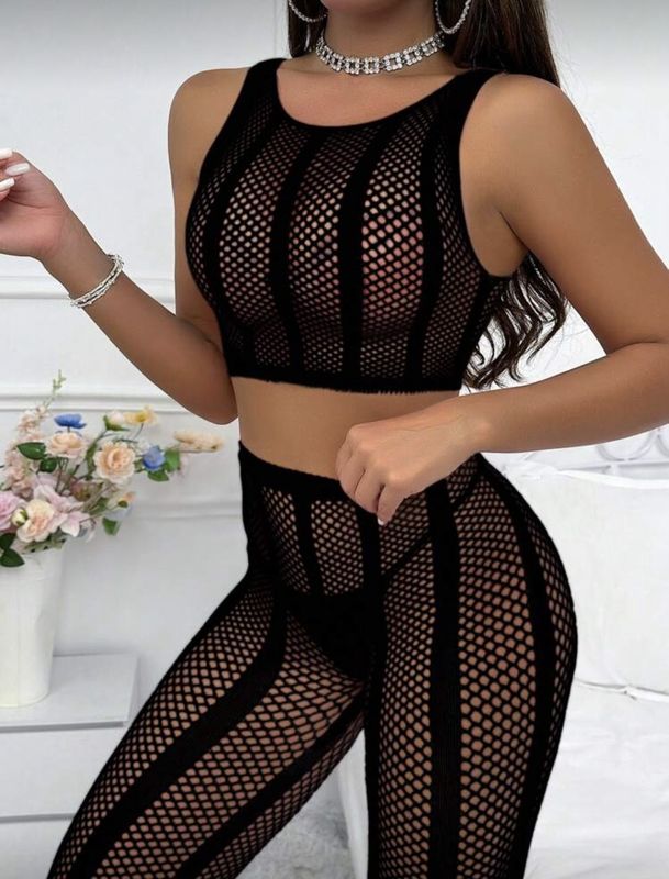 2pcs Women Sexy Mesh Set - Black OS