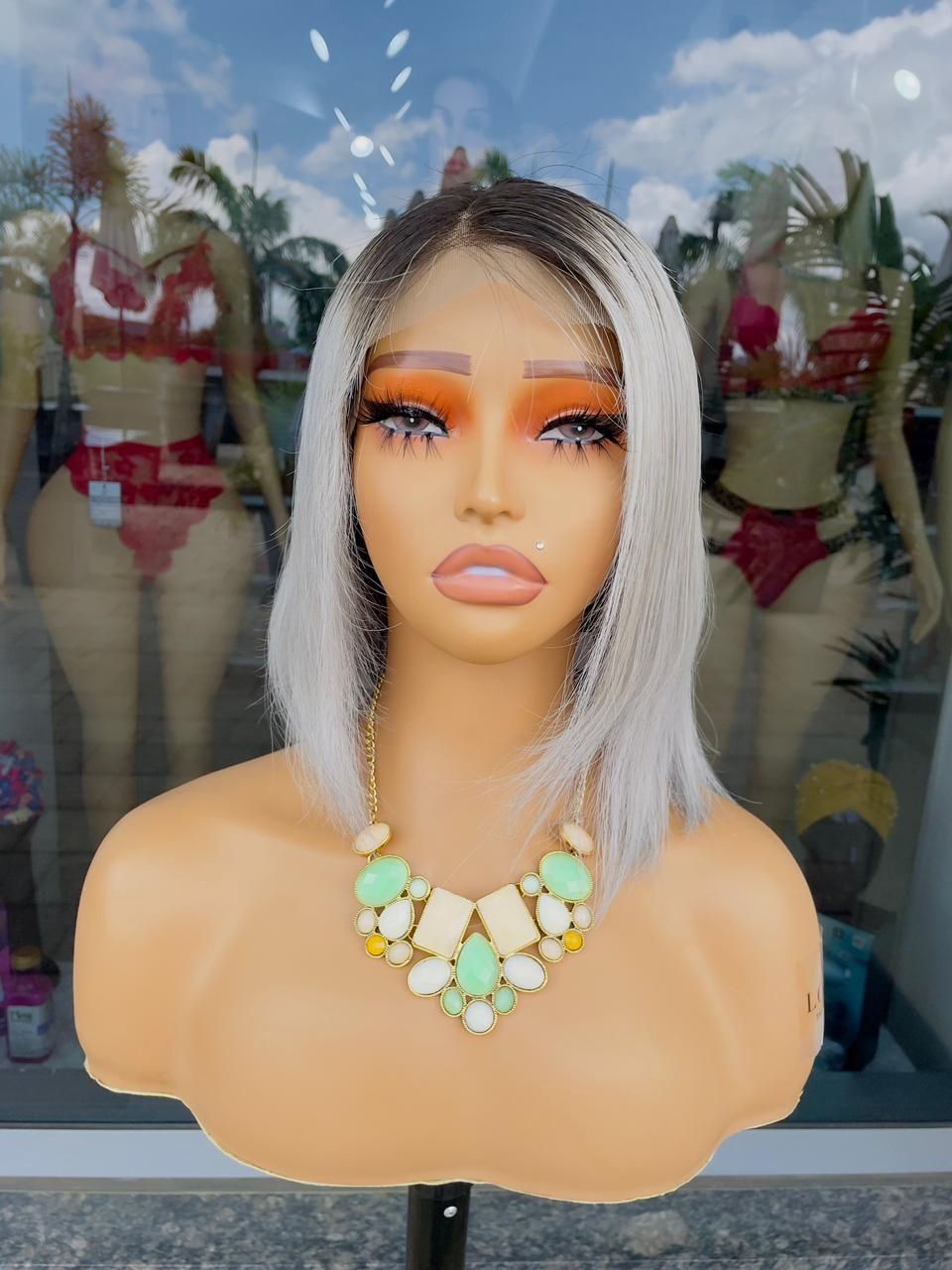 Wig - Front Lace - 1B/Grey 10”