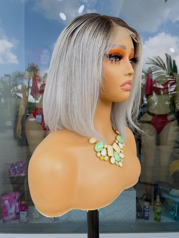 Wig - Front Lace - 1B/Grey 10”