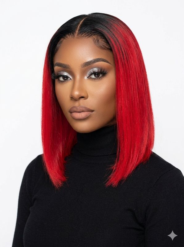 Wig - Front Lace - 1B/Red 14”