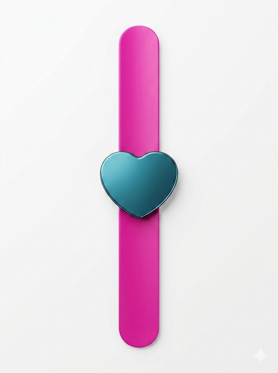 Magnetic Silicone Wrist Band - Hot Pink (Heart)