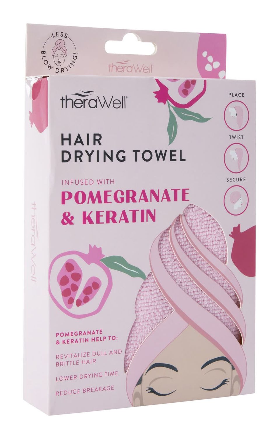 TheraWell Hair Drying Towel - Pomegranate &amp; Keratin