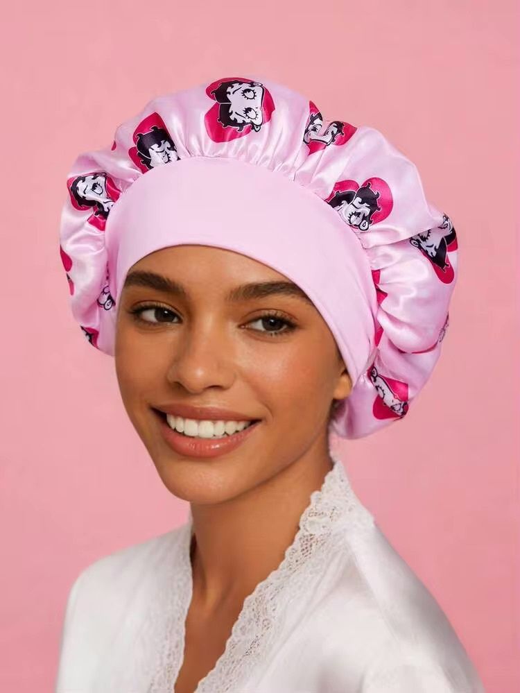 Satin Bonnet - Betty Boop (Pink w/Polka Dots)